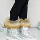 WILD DIVA Lace-Up Faux Fur Platform Snow Boots in Silver