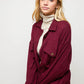 Davi & Dani Full Size Button Down Tied Slit Jacket