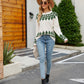 Cozy Vision Printed Raglan Sleeve Ribbed Trim Sweater