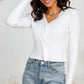 Twist Front Ribbed Long Sleeve Knit Top