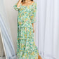 Davi & Dani Floral Frill Trim Square Neck Midi Dress
