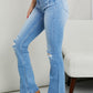 Zenana Distressed Flare Jeans
