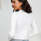 Twist Front Ribbed Long Sleeve Knit Top