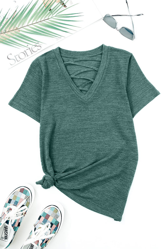 Strap Detail V-Neck Tee