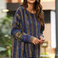 Striped Fringe Hem Round Neck Sweater