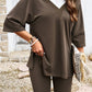 V-Neck Dropped Shoulder Top and Shorts Set