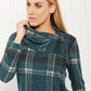 CY Fashion Full Size Plaid Side Slit Button Detail Top