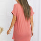 Zenana Full Size Slit Tee and Biker Shorts Set in Rose