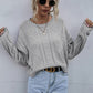 Cable-Knit Dropped Shoulder Cropped Sweater