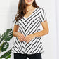 Yelete Casual Living Full Size Chevron Stripe V-Neck Tee