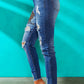 Easter Leopard Patch Distressed Frayed Hem Jeans