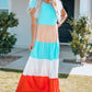 Women Color Block Round Neck Maxi Dress