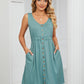 Buttoned V-Neck Sleeveless Mini Dress with Pockets