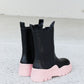 Weeboo Two-Tone Faux Leather Booties in Pink