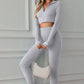 Zip Up Cropped Top and Leggings Yoga Set