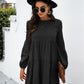 Balloon Sleeve Keyhole Tiered Dress