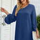 Textured Balloon Sleeve V-Neck Dress