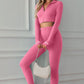 Zip Up Cropped Top and Leggings Yoga Set