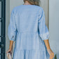 Tie Neck Tiered Denim Dress