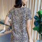 Zenana Full Size Leopard V-Neck Top and Drawstring Shorts Lounge Set
