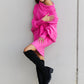 Davi & Dani Full Size Cowl Neck Dolman Sleeve Tunic Sweater