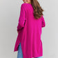 Zenana Sweater Weather Full Size Center Seam Tunic Sweater in Magenta