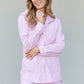 Zenana Striped Shirt and Shorts Loungewear Set