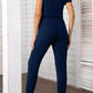 Asymmetrical Neck Short Sleeve Jumpsuit