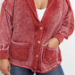 Zenana Autumn Breeze French Terry Button Front Jacket