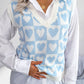 Two-Tone Heart Pattern Sweater Vest