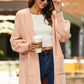 Drop Shoulder Ribbed Trim Open Front Cardigan