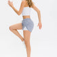 Two-Tone Drawstring Waist Faux Layered Athletic Shorts