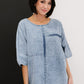 Zenana Out of the Blue Full Size Run Chambray High-Low Top