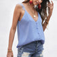 Buttoned Lace Trim Plunge Cami