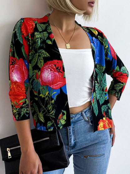 Floral Open Front Cardigan