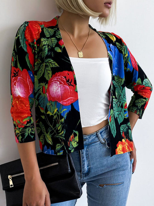 Floral Open Front Cardigan