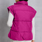 Zip Up Turtleneck Pocketed Vest Coat