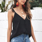 Buttoned Lace Trim Plunge Cami