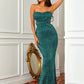 Contrast Sequin Strapless Backless Dress