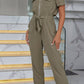 Zip Up Tie Front Jogger Jumpsuit
