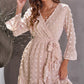 Swiss Dot Ruffled Tie-Waist Surplice Dress