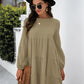 Balloon Sleeve Keyhole Tiered Dress