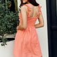 White Birch Full Size Ruffle Strap Smocked Eyelet Mini Dress