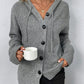 Drawstring Detail Button Front Hooded Cardigan