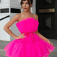 Tulle Ruffle Hem Bow Detail Mini Dress