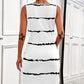 Striped Sleeveless Quarter Zip Bodycon Dress