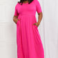 Celeste Sweetheart Full Size Short Sleeve Maxi Dress in Hot Pink