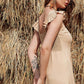 Decorative Button Ruffle Trim Smocked Maxi Dress