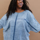 Zenana Out of the Blue Full Size Run Chambray High-Low Top