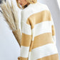 Davi & Dani Full Size Striped Button-Up Drop Shoulder Pocket Cardigan